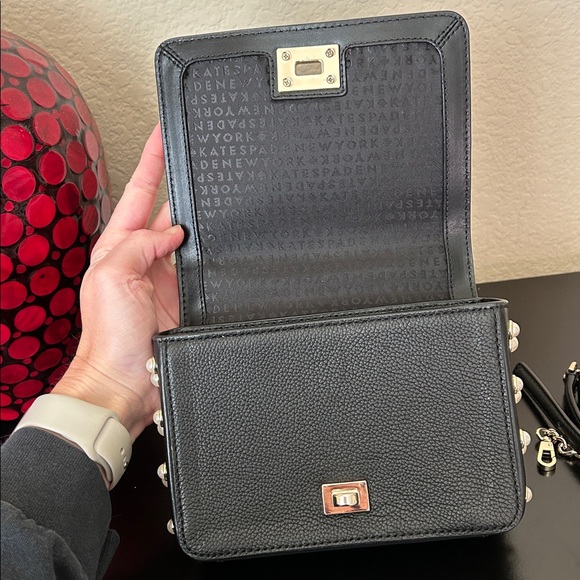 Kate Spade Serrano Place Pearl Maisie Crossbody Black Pebble Leather Pearl Studs - Picture 14 of 17